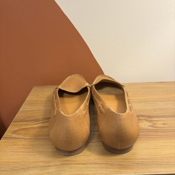 Talbots leather loafers Size 7 1/2 camel brown braided flats preppy old money - Picture 5 of 7